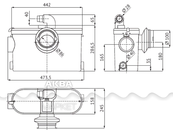 Канализационная установка unipump sanivort 605 duo