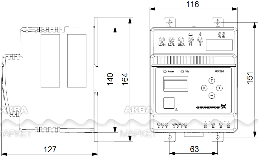 Шкаф управления grundfos control mp204