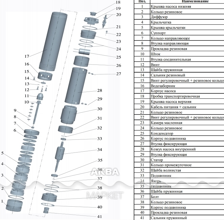 Погружной насос калибр схема