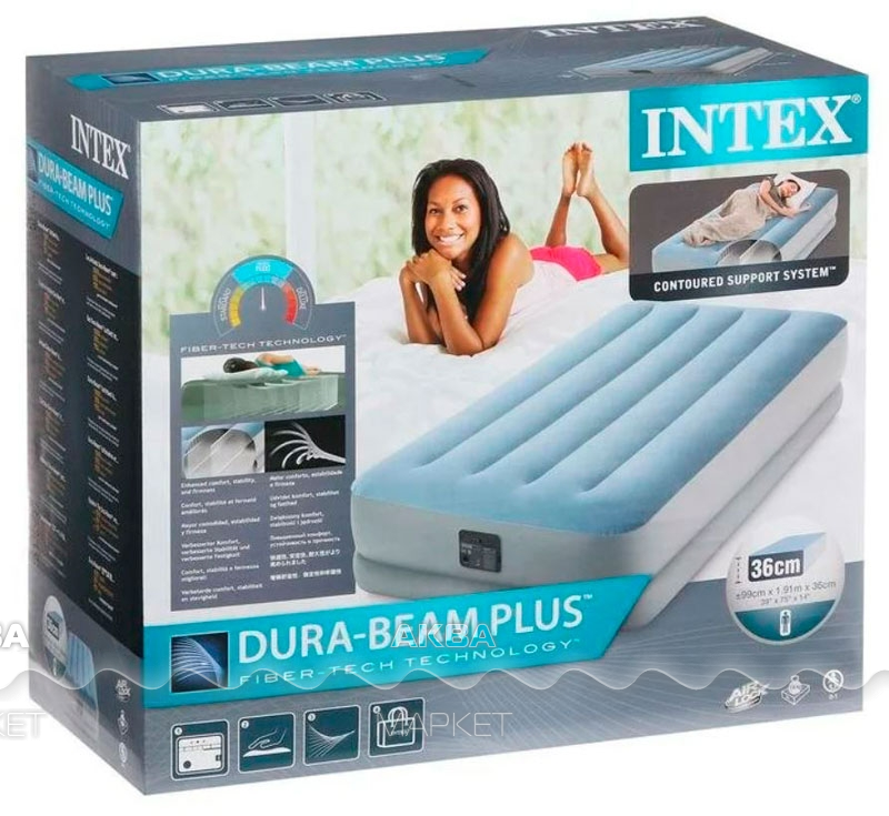 Надувная кровать intex deluxe pillow rest raised bed 64132